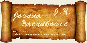 Jovana Macanković vizit kartica